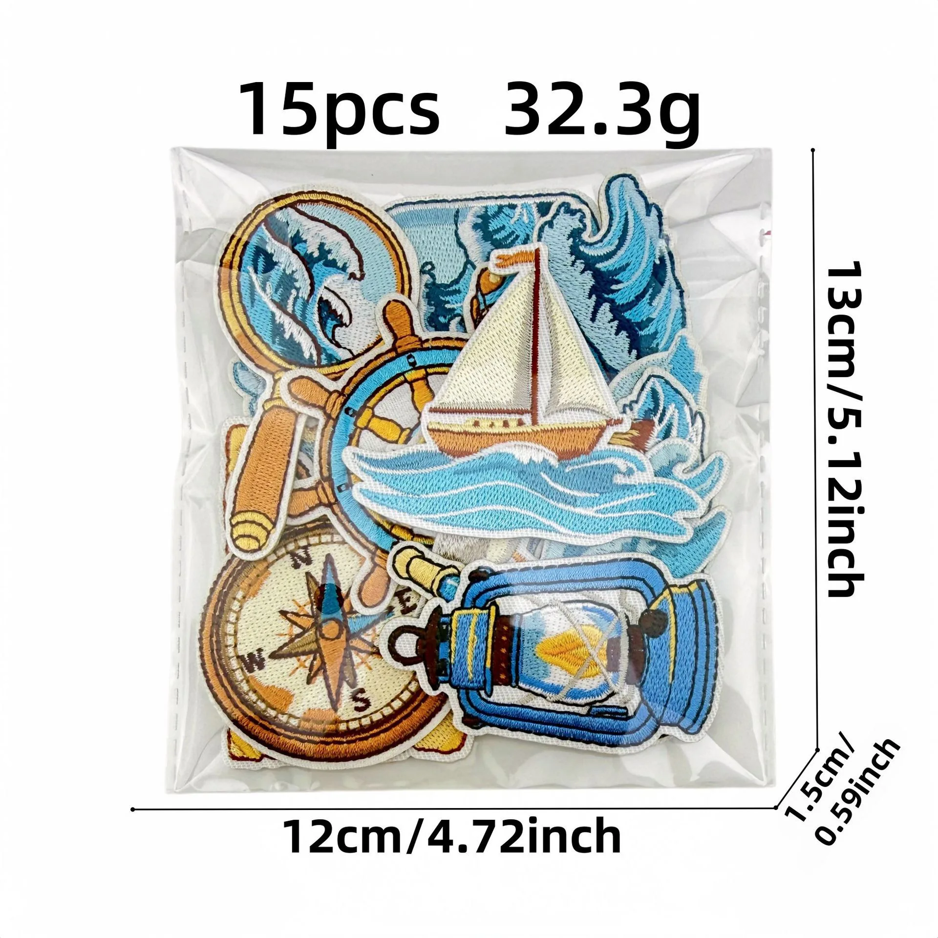 10pcs Embroidered Sailing Adventure Patches Theroadhesive Sea Beach Badge DIY Clothes Patch
