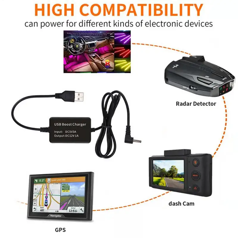 Кабель USB-разъема Rj11 USB-Rj11/DC 3,5 Кабель питания радар-детектора Утолщенная USB-разъем Подключение к автомобильному зарядному устройству Подходит для большинства радаров