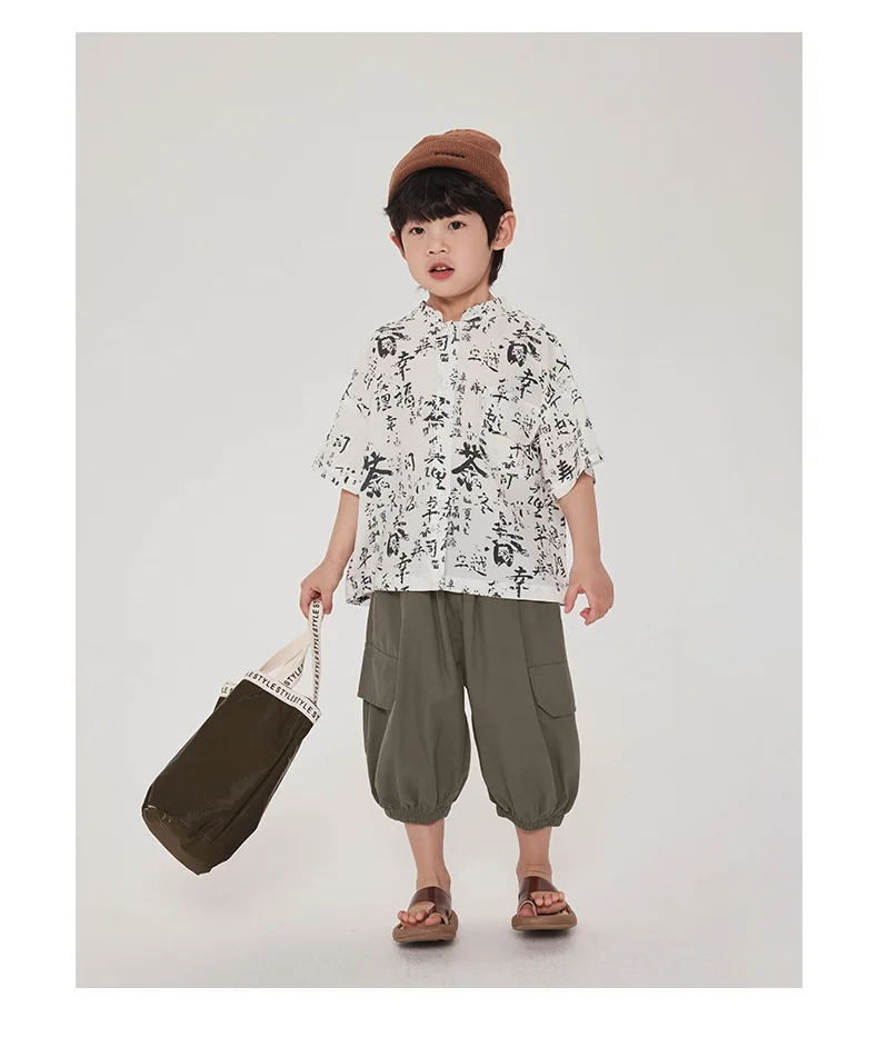 Baby Boys Top Children Shirt Short-sleeved Children Summer Style New Chinese Style Thin Shirt Fashion Children Thin Shirt