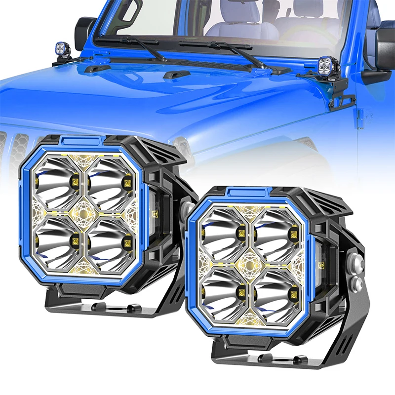 4x4 Off Road Driving Fog Light Pods Auto Dual Row Amber White 3 Inch Side Shooter Lamp Led Work Light For Car Tractor Motorcycle