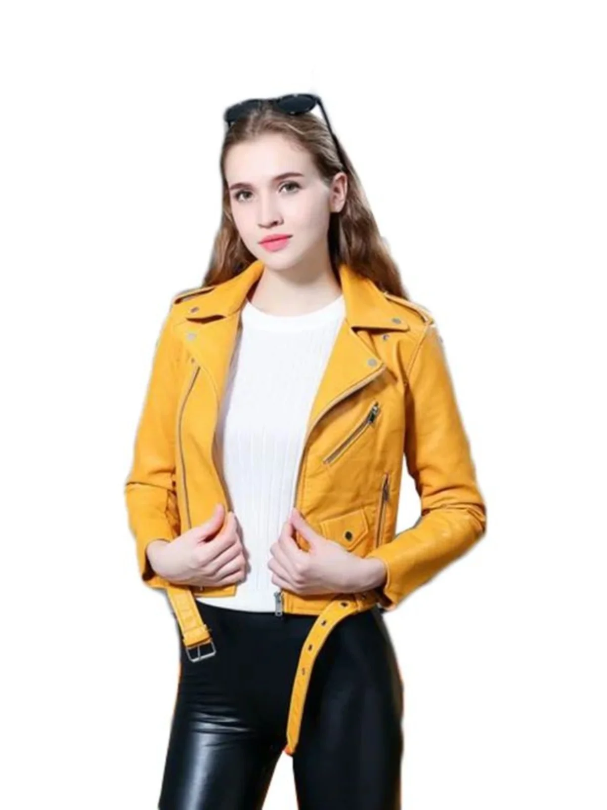 Jaqueta Slim Fit Feminina Estilo Motociclista Americana com Zíper – Casaco da Moda para Primavera/Verão