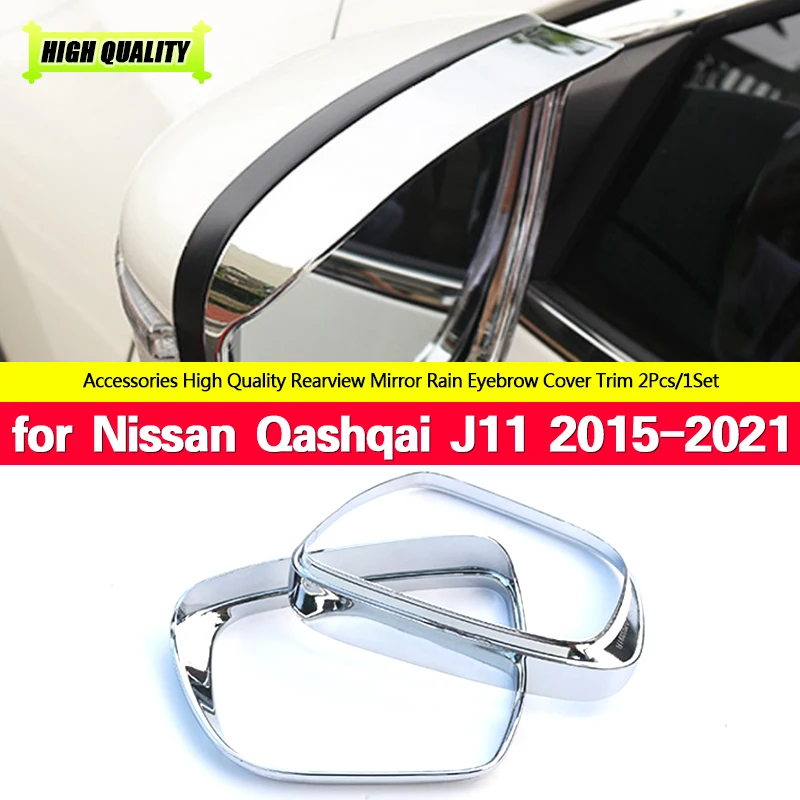 

Car Rearview Mirror Rain Eyebrow Covers Chrome Decoration For Nissan Qashqai J11 2015-2018 2019 2020 2021 ABS Chrome Accessories