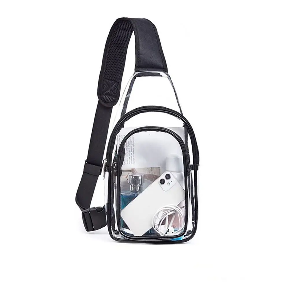 

Durable PVC Crossbody Bag Transparent Waterproof Shoulder Bag Large Capacity Casual Travel Pouch for Women Men