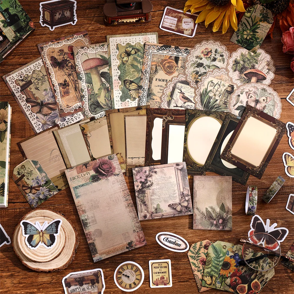 201 قطعة مجموعة ورق القصاصات الجمالية خمر رصاصة غير المرغوب فيه مجلة عدة مع سجل القصاصات ورقة الشريط مواد ذاتية الصنع للمجلات #3