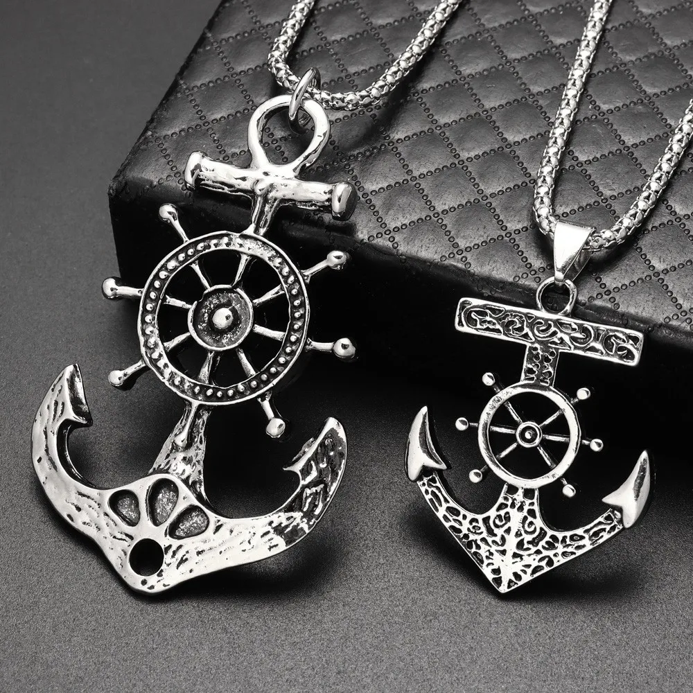 New Vintage Boat Anchor Pendant Men Necklace Viking Nautical Sailboat Hipster Personality Gothic Hip Hop Necklace Accessories