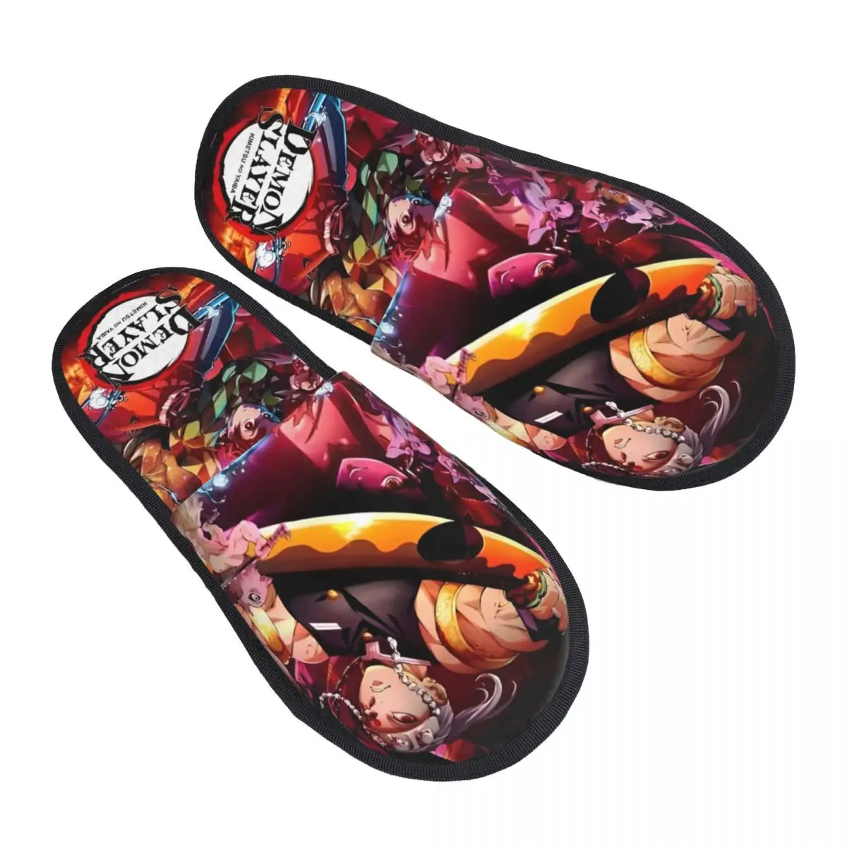 Anime Demon Slayer Manga House Slippers Indoor Soft Household Fur Slides Slippers Anti Slip