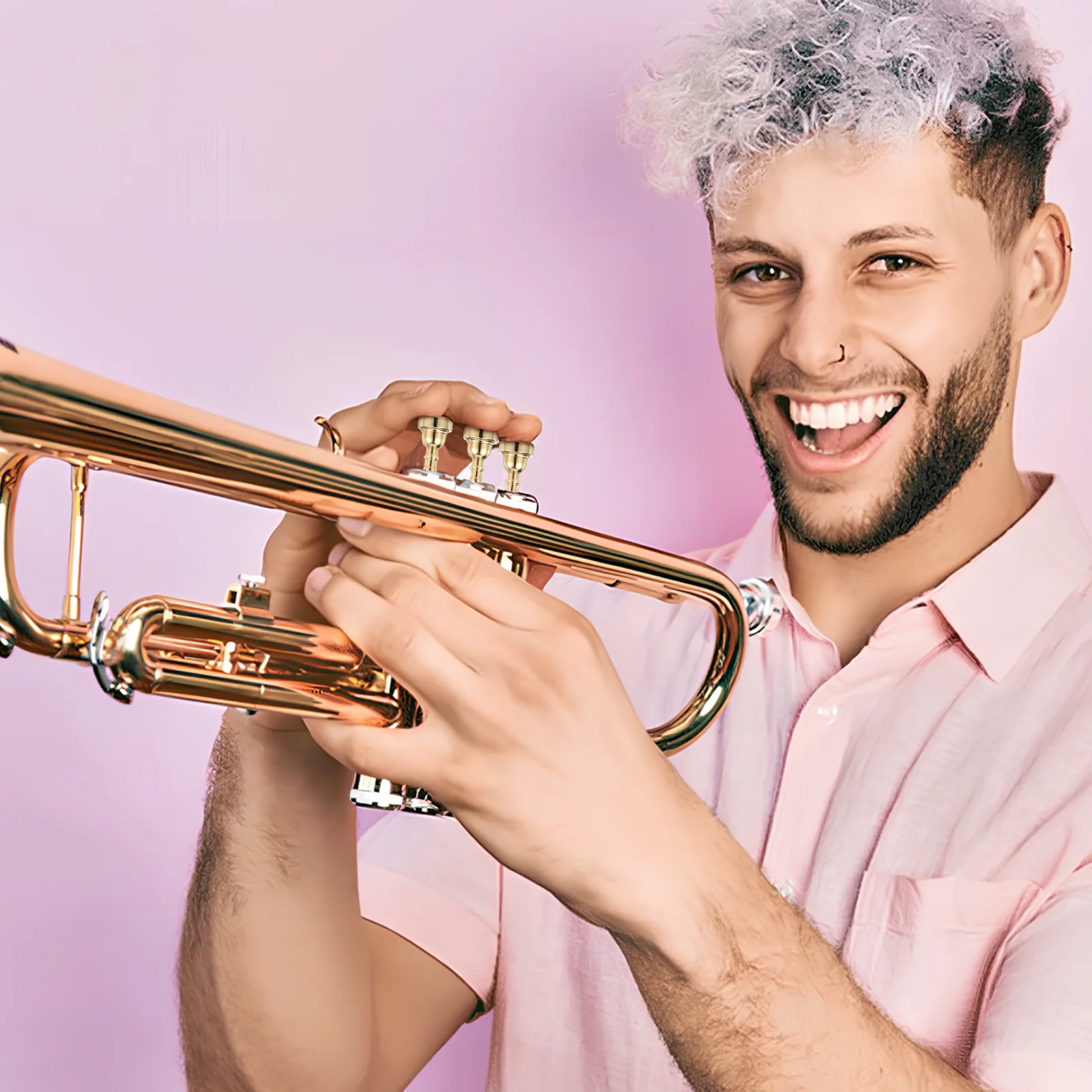 

Golden Mouthpiece Brass Instrument Mouthpiece Replacement Standard Size For Beginners Trumpet Accessories Metal Trumpet