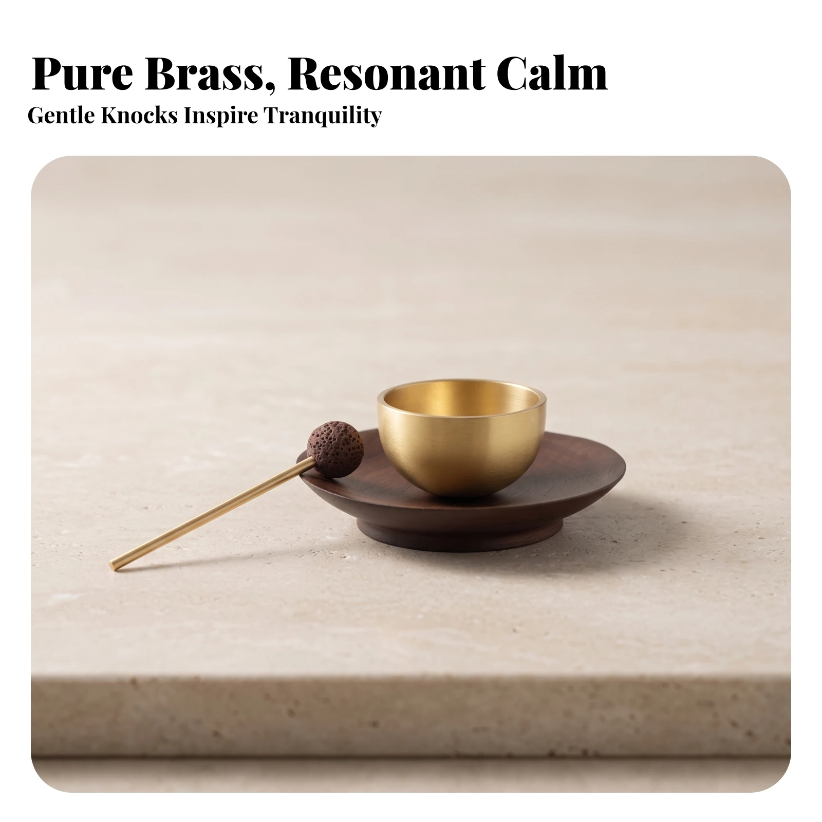 Mini Singing Bowl with Striker Minimalist Brass Singing Bowl with Base Instrument Polished Soothing for Practitioners