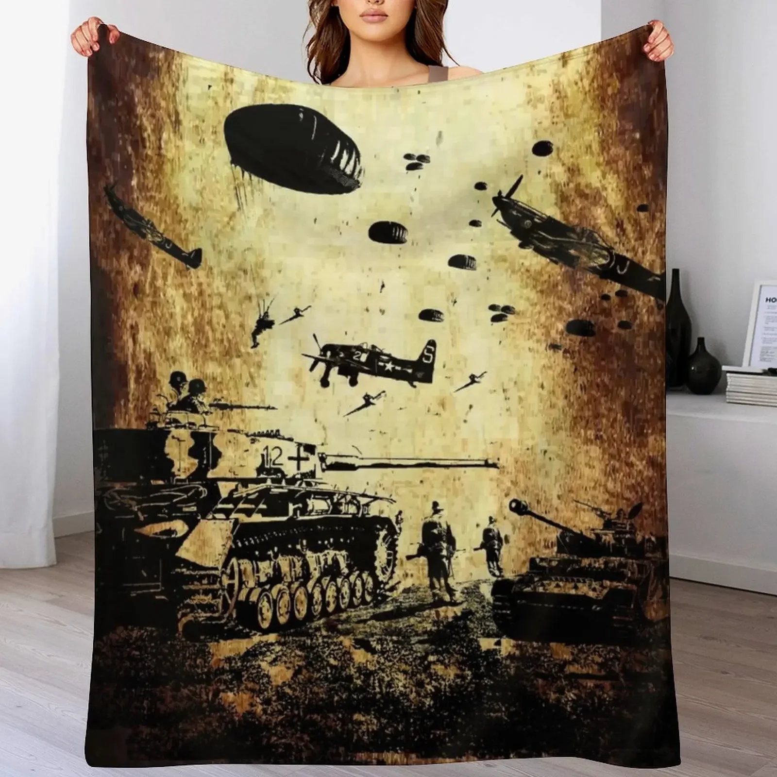

D DAY 1945 Throw Blanket Giant Sofa Large funny gift Luxury Designer Blankets