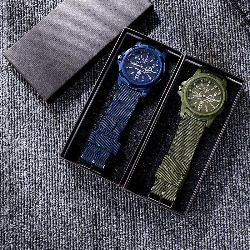 メンズ高級発光ナイロンバンドウォッチ、モーションリストクォーツ、スポーツショック腕時計、カップルウォッチ