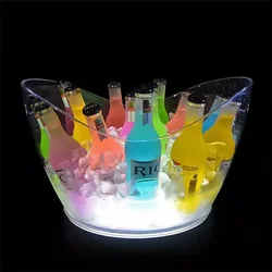 8L 12L Transparent LED LED Ice Bucket Storage Buckets Barrel Shaped Bar Beer Bottle Cooler Champagne Wine Container Light