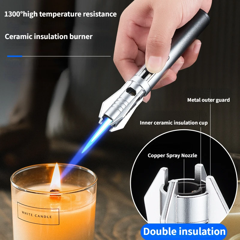 New Mini Spray Gun Straight Flame Inflatable Lighter Windproof Portable High Temperature Resistant Outdoor Barbecue Cigar