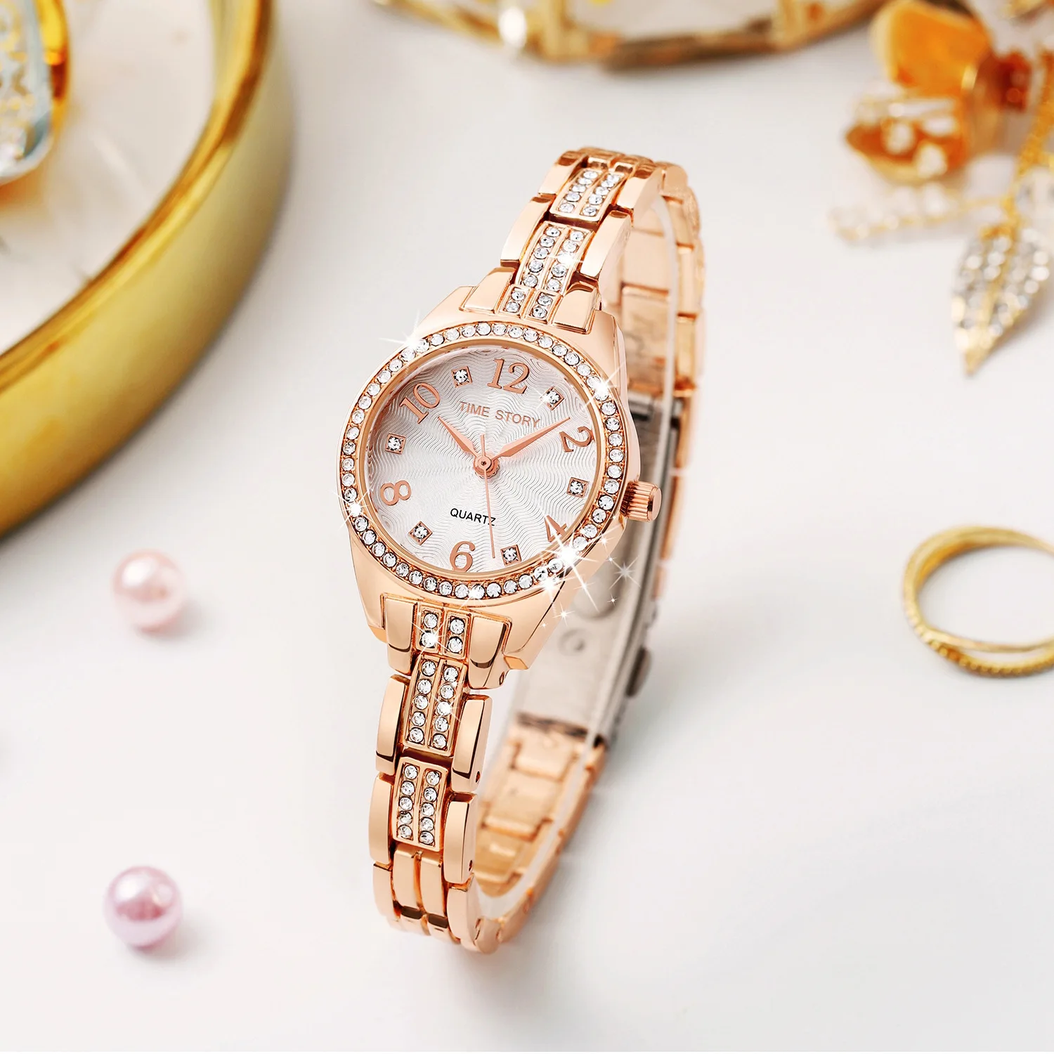 

New fashionable ladies quartz watch - exquisite jewelry clasp, elegant and luxurious, with diamonds, water-resistant wristwatch