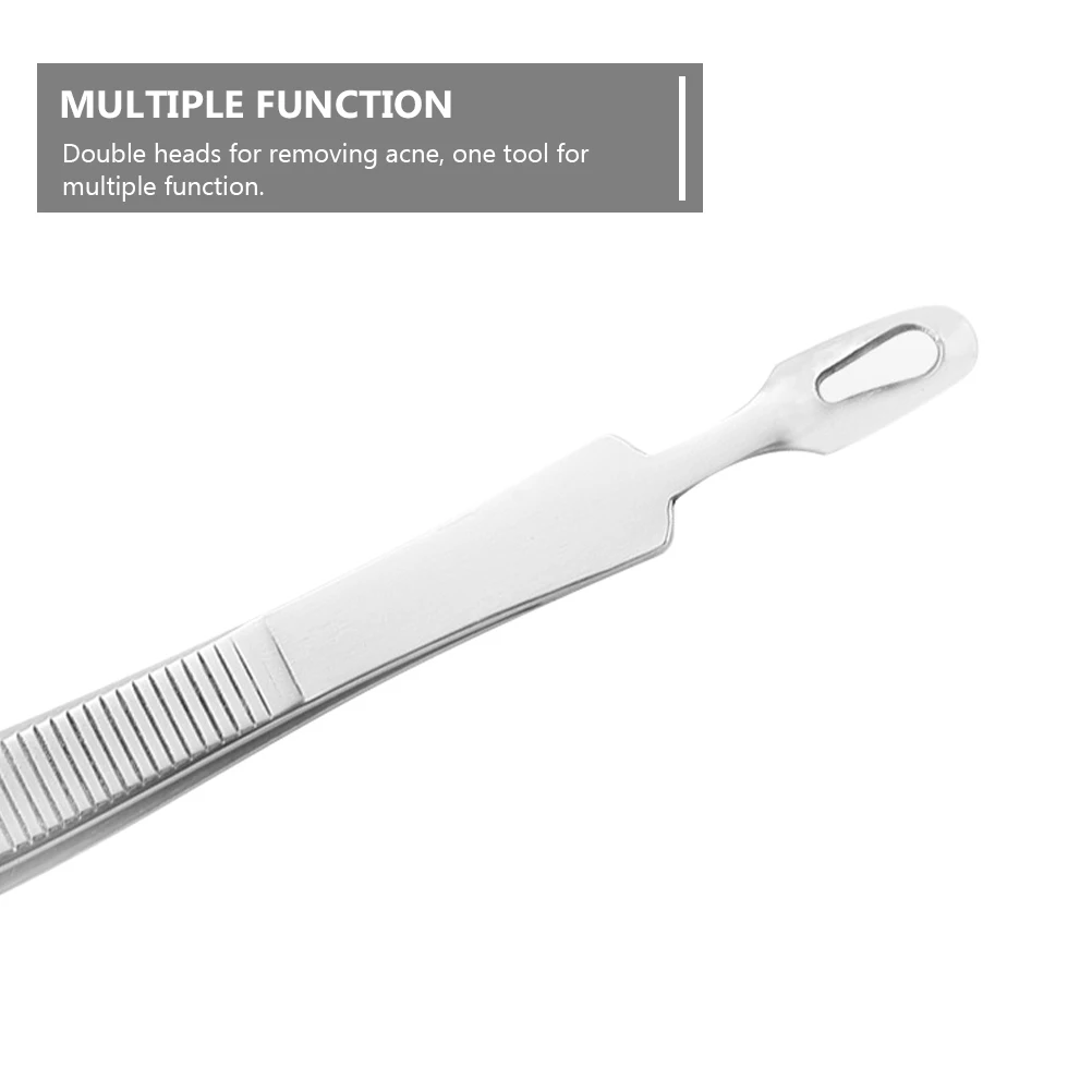 

3pcs Elbow Acne Clip Stainless Pimple Tweezers Silver Blemish Tool Professional Extractor Facial Skincare