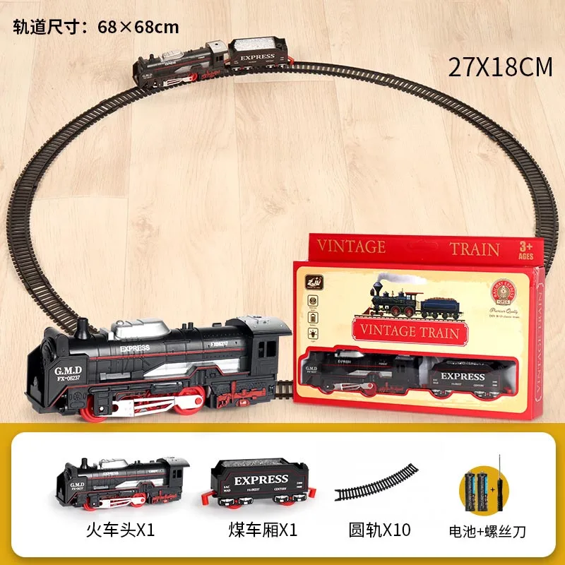 Electric Christmas Train Toy Set para crianças, carro Railway Tracks, motor de locomotiva a vapor, modelo Diecast, jogo educativo, brinquedos do menino