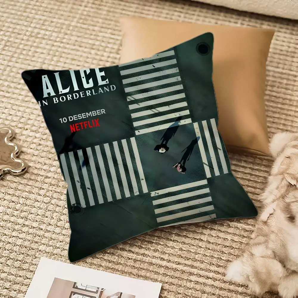 Hot Tv A-Alice In Borderland كيس وسادة مضاد للغبار كيس وسادة غير مرئي أريكة حريرية من القطيفة