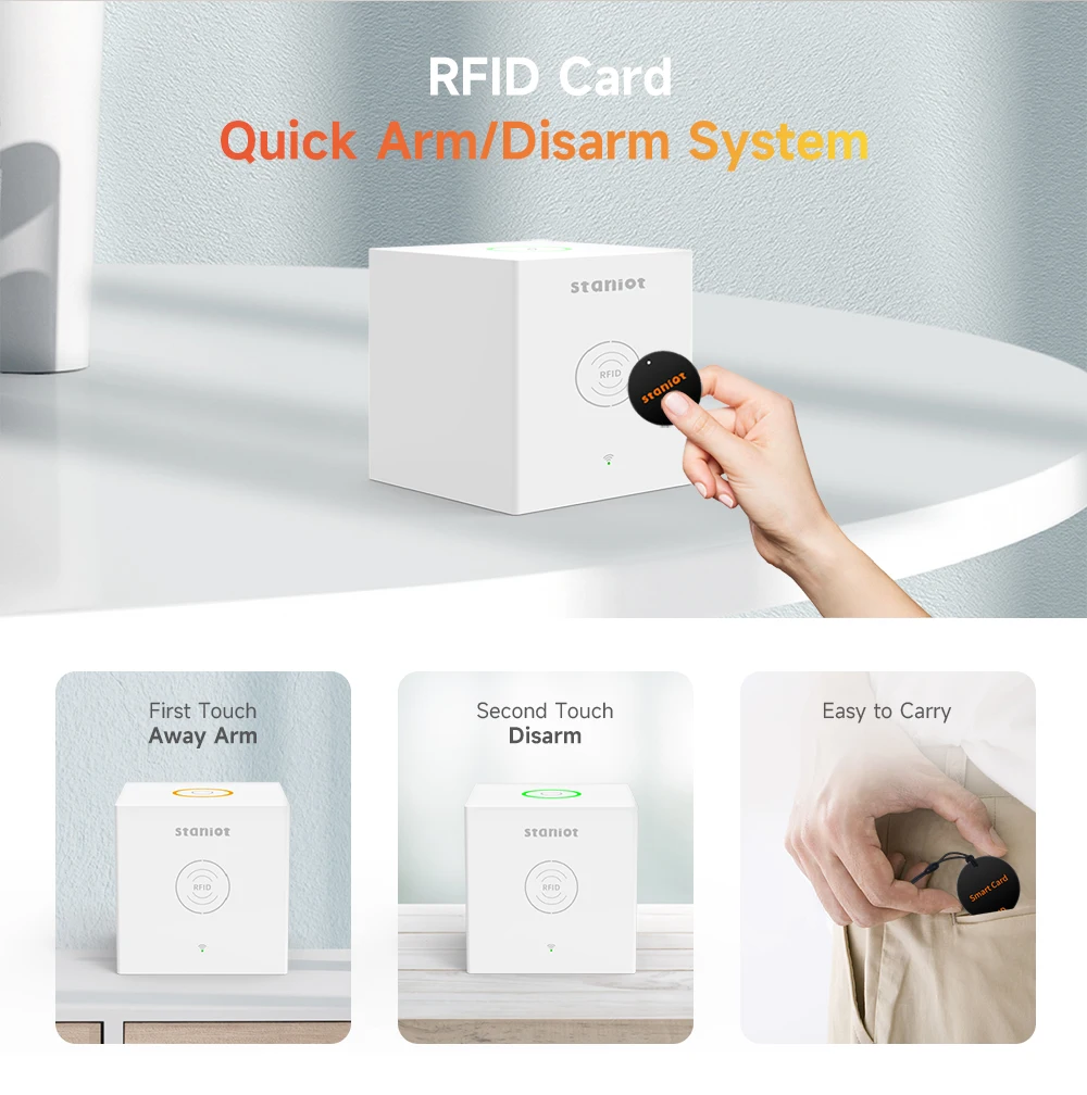 Staniot WiFi Alarm System Kit SecCube 3 Tuya Smart Home Security Protection Support RFID Tags Wireless Siren APP Remote Control