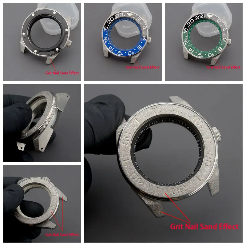 

Watch Case With Grit Nail Sand Effect Sapphire Glass 100M Waterproof Fit NH34 7s26 4R35 4R36 NH35 NH36 For King Samurai Series