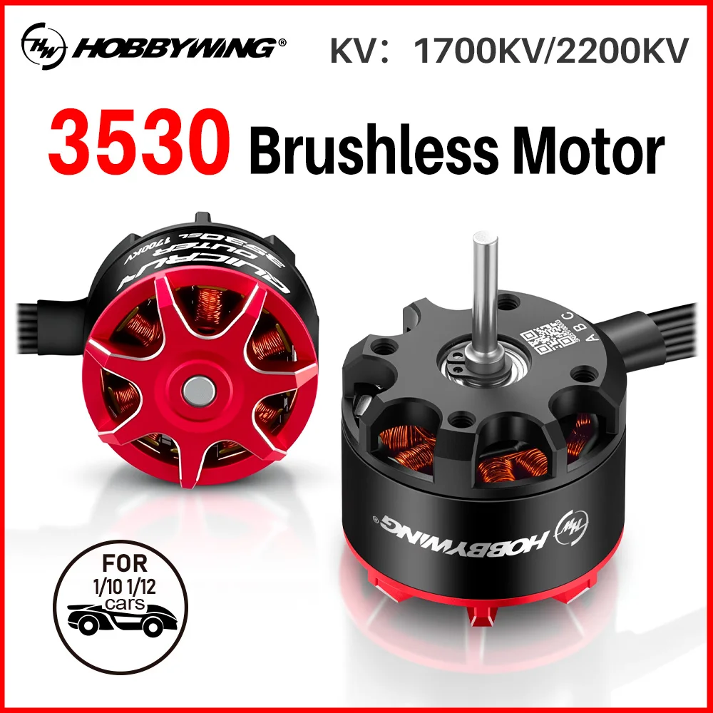 

Hobbywing Brushless Outrunner Motor 2-4S 1700KV/2200KV Sensorless 3.175mm For 1/10 1/12 Car
