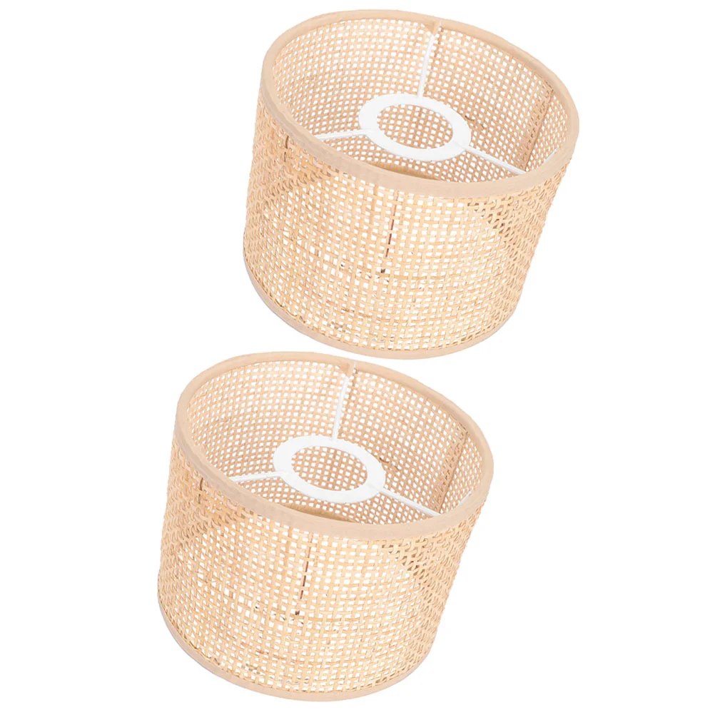 2 Pcs Woven Lampshade Rattan Grid Real (16*12 Squares) 2pcs Chandelier Ceiling Light to Weave