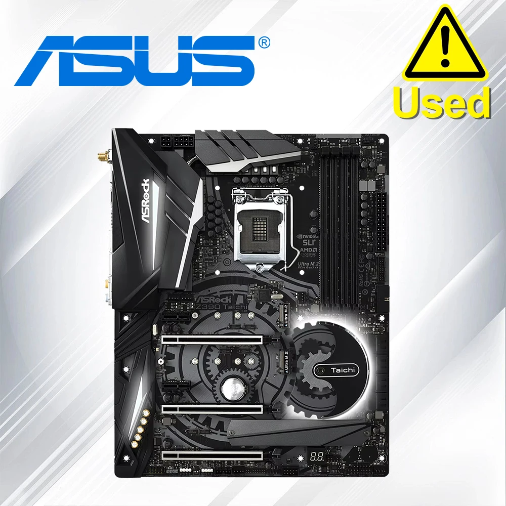 Placa-Mãe Original ASRock Z390 TaiChi Usada para Desktop 1151 Socket LGA1151 DDR4 SATA3 USB3.0 M.2