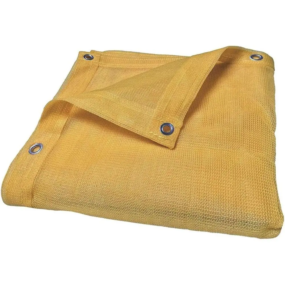 Mesh Net Sail Sun Shade Awning and Patio Cover (Beige/Tan) - 10' x 12'