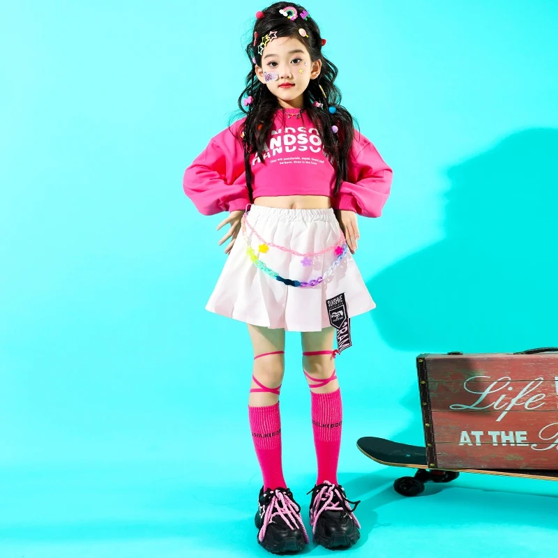 Cheerleading Kpop Jazz Dance Costume Girls Group Performance Outfit Kids Hip Hop Clothes Children'S Stage Party Wear XS9271