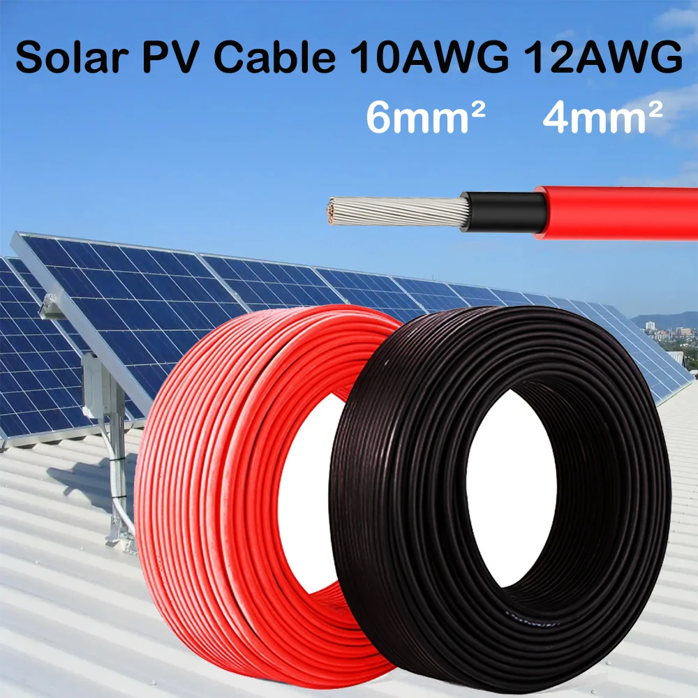 

4 мм2 6 мм2 12AWG 10AWG Солнечный кабель Фотоэлектрический провод Луженая медь Кабель солнечной энергии 30 м 50 м 100 м Солнечный фотоэлектрический кабель Медь 12AWG