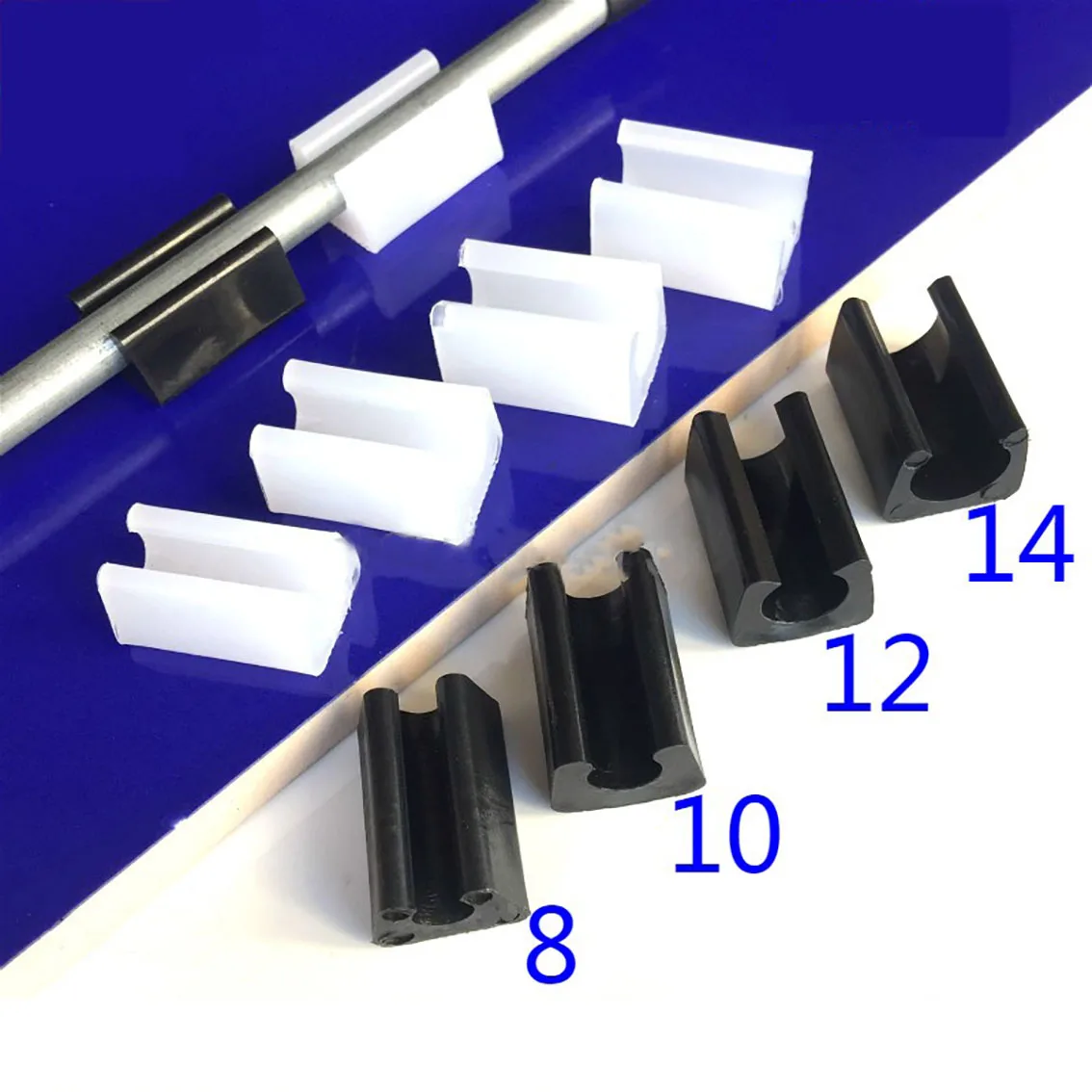 10Pcs Chair Leg Pad Non-slip U Shaped Pipe Clamp 6mm~14mm Table Floor Protector Round Pipes Furniture Feet Caps Black White