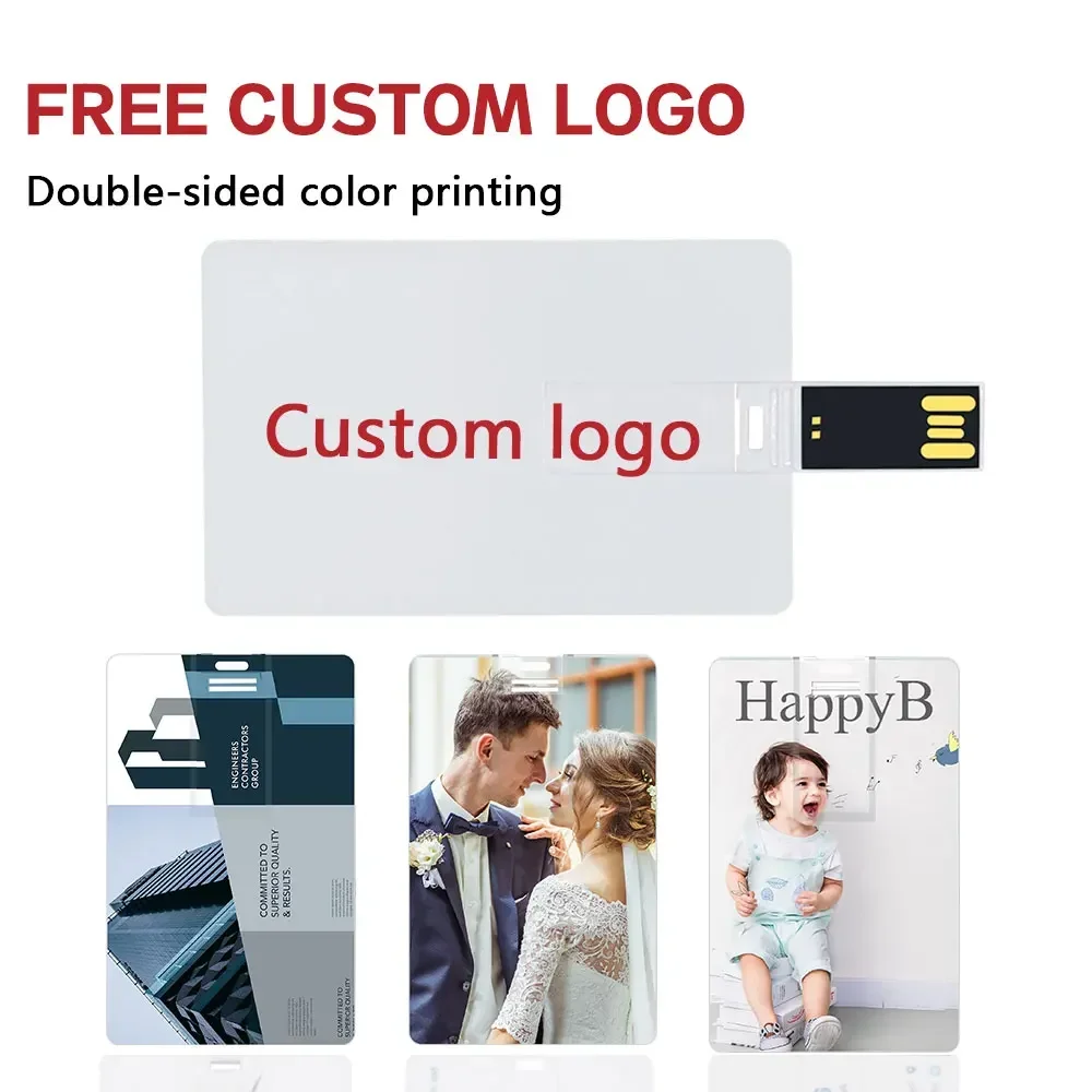 10/20/50個 ロゴ入り カスタムクレジットカード型 USBフラッシュドライブ 16GB 32GB 64GB USB2.0 ペンドライブ 4GB 8GB メモリ スティック ペン ドライブ ギフト用