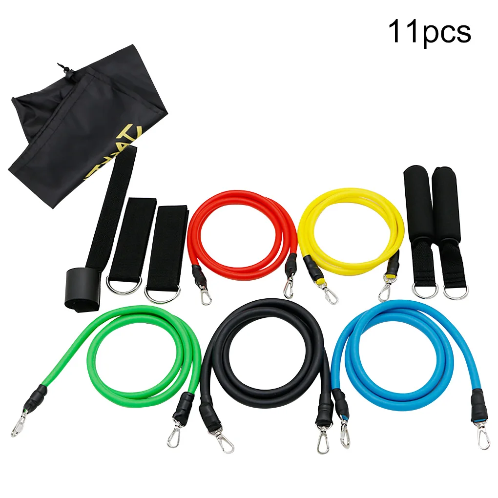 

11Pcs/set Resistance BandsTensioner Pull Rope Fitness Multi-function Tensioner Suit Muscle Training Belt Elastic Sleeve Bands