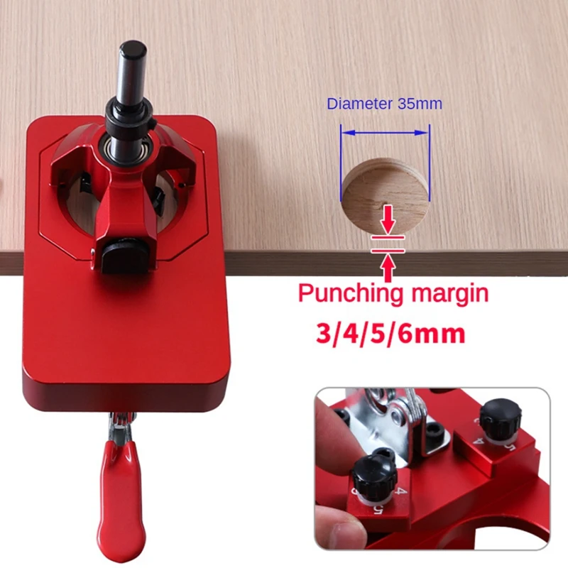 Woodworking Hole Drilling Guide Locator Hole Opener Template Door Cabinets Red 1Set