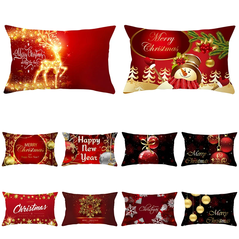 30x50 cm Christmas home decoration pillowcase  ball snowflake elk print  room  new year gift