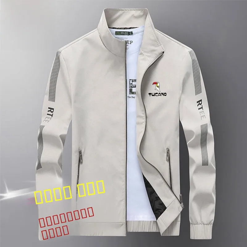 

TUCANO Men's Fce Lined Casual Jaet Stand Collar Spring Autumn Faion Urban Sle Long Sve Slim Fit for Middle Youth