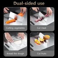 3PCS Stainless Steel Cutting Board - Heavy Duty Double-Sided Chopping Board for Meat, Vegetables, Dough Kneading & Kitchen Prep 2