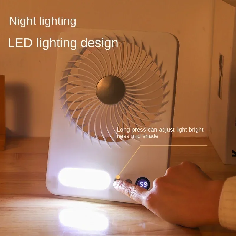 Ventilador eléctrico plegable de escritorio con pantalla LED, luz nocturna pequeña, ventilador colgante de doble propósito para dormitorio, alto valor, nuevo