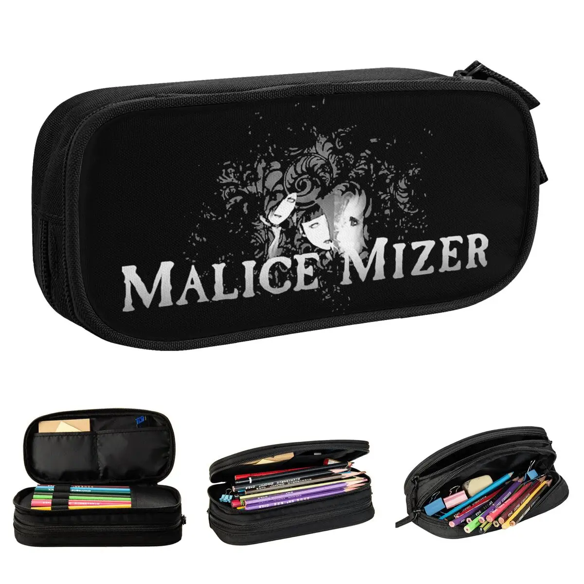 engracado malice mizer rock musica lapis cases criativo pen box bolsa estudante grande armazenamento material escolar lapis cosmeticos 01