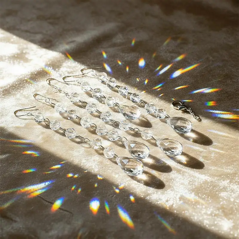 20pcs Clear Crystal Glass 38mm Pendants Chandelier Prisms W/ Octagon Ornaments Diy Suncatcher Lighting Parts Curtain Accessorie