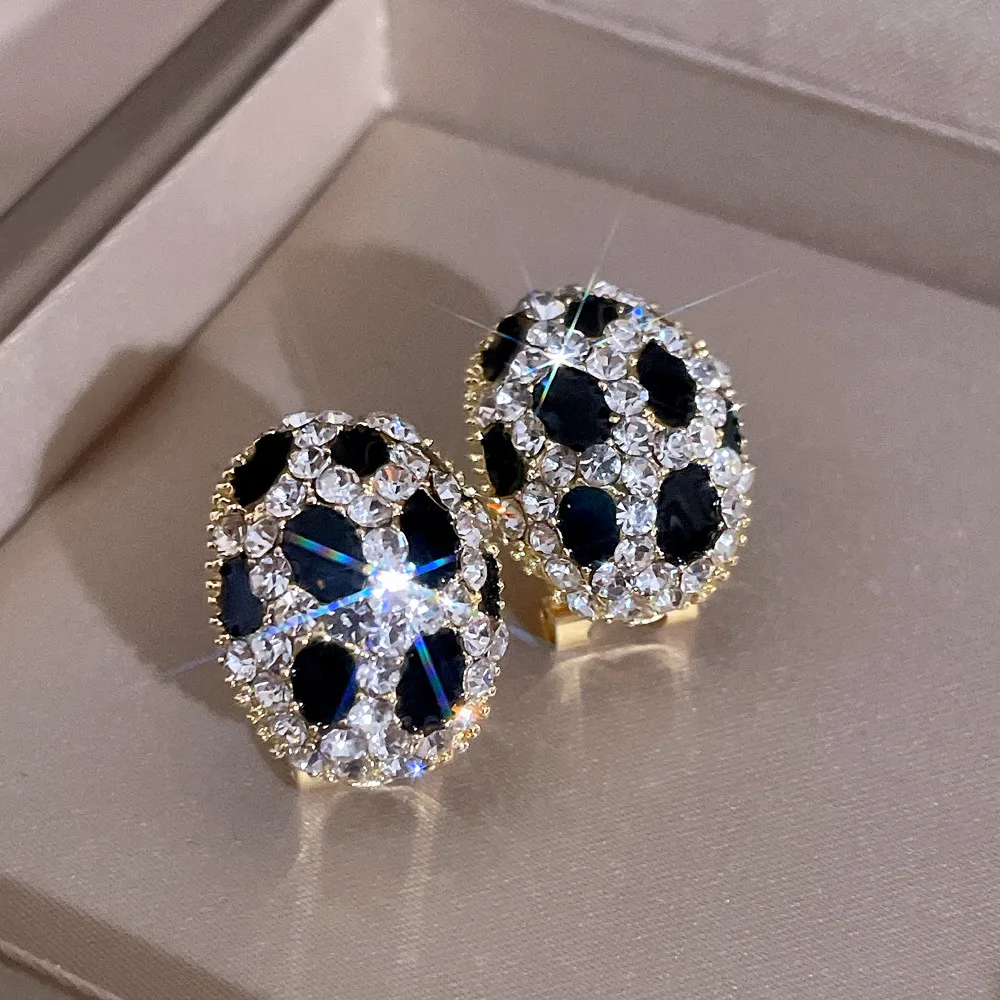 New Vintage Earrings Jewelry Gold Color Luxury Leopard Print Rhinestone Stud Earrings for Women Elegant Birthday Party Jewelry