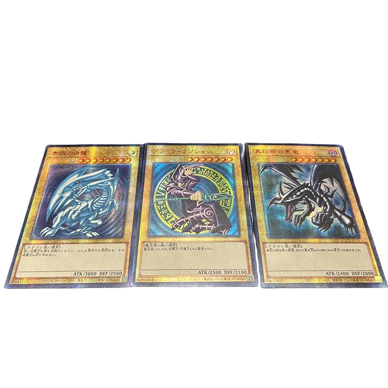 3Pcs/set Diy Homemade Yu-Gi-Oh! Black Magician Blue-Eyes White Dragon Anime Bronzing Collection Card Cartoon Toys Christmas Gift