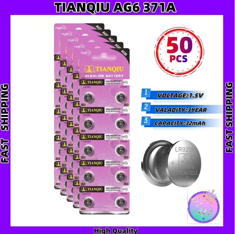 50-150pcs 371 Watch Battery 370 SR920SW AG6 LR921 Alkaline Button Cell