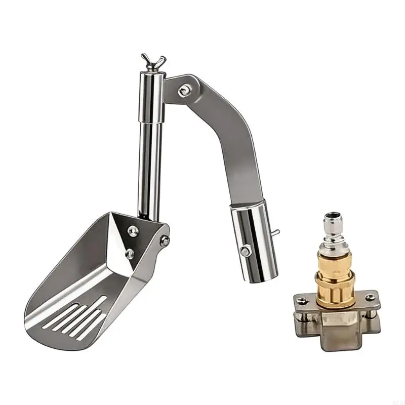 Multipurpose Stainless Steel Channel Cleaner Tool Set Features Drain Hole Design For Simultaneous Flushing And Scooping 37JD