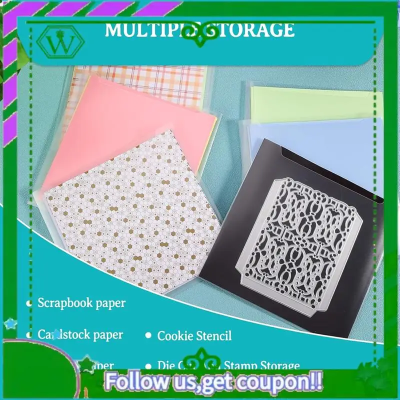 

ABIK-60Piece 6X6-Inch Paper Storage,Clear Plastic Sleeves With 120 Sticky Index Tabs For Organizing Scrapbook Paper,Cardstock