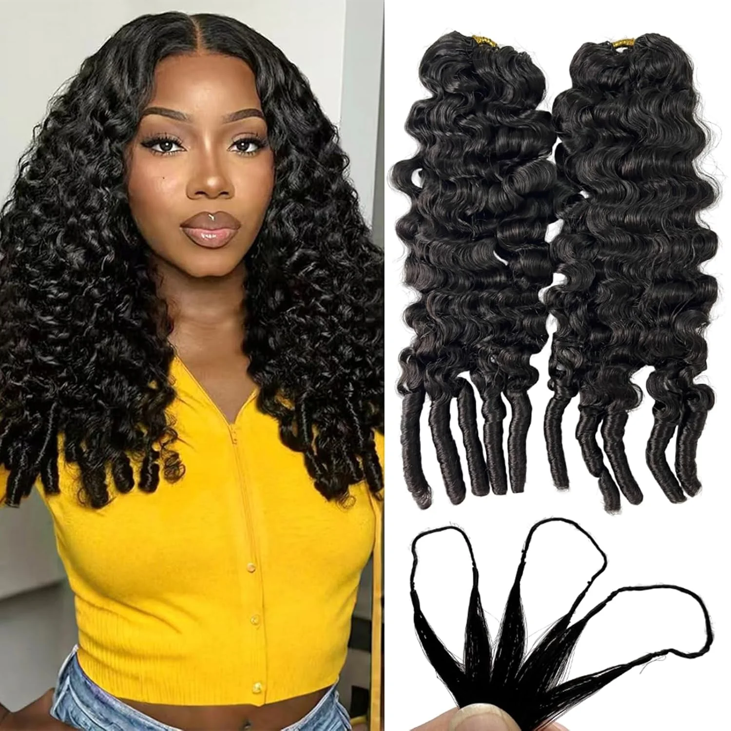 

Классические бирманские кудрявые волосы для плетения крючком, невидимые бирманские кудрявые пряди Miracle Knots, крючковые пряди из натуральных волос Feather