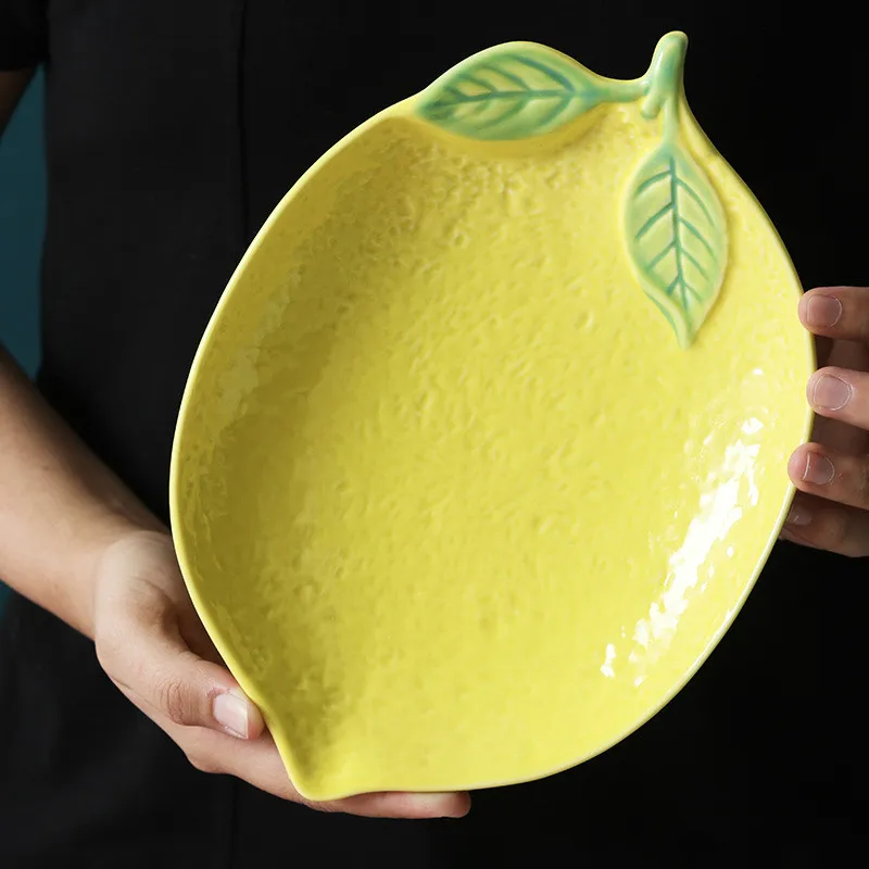 

Creative Lemon Shaped Ceramic Plate Rice Bowl Cute Bowl Household Tableware Personalized Breakfast Dinner Plates Kitchenware Big