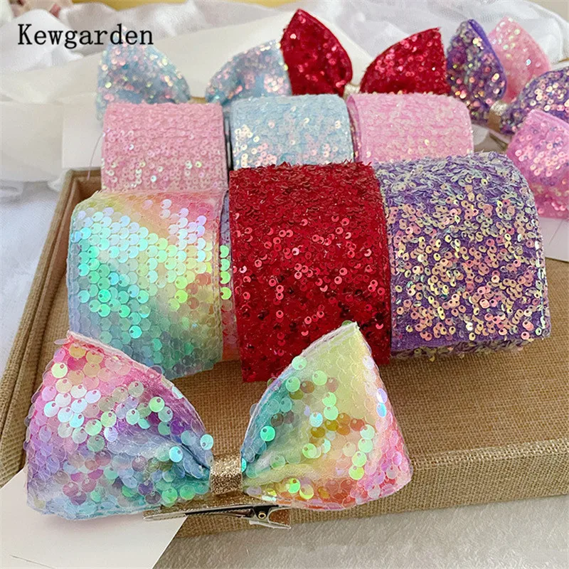 Kewgarden Glitter Ribbon 6cm DIY Handmade Butterfly Hair Accessories for Children 11 Yards Sparkling