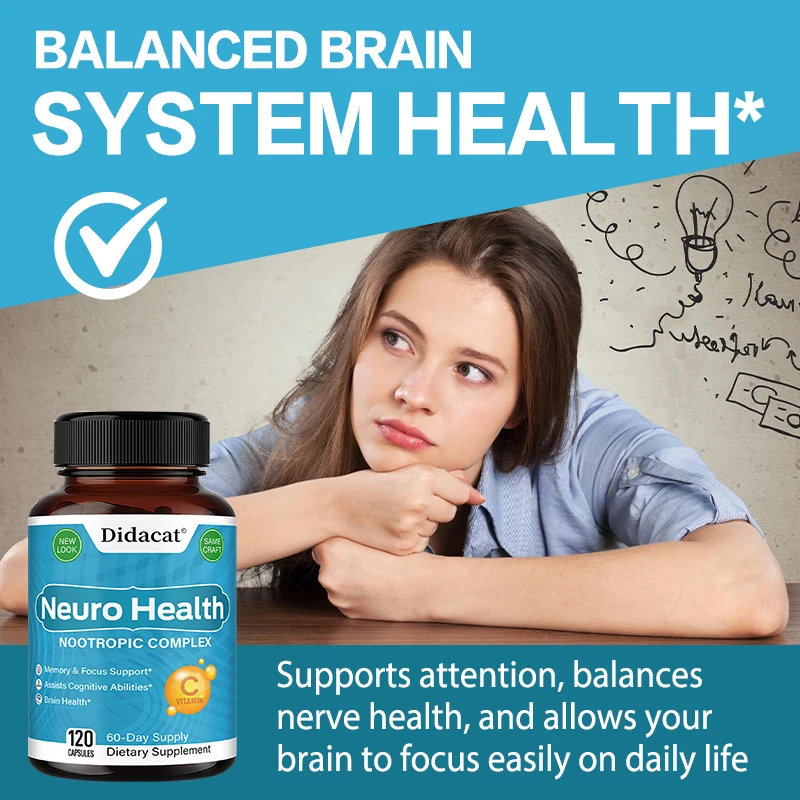 Brain Nutrition Complex - with Bacopa Extract, Neuro Health Support, Antioxidant, Promotes Nerve Health, Cellular Energy