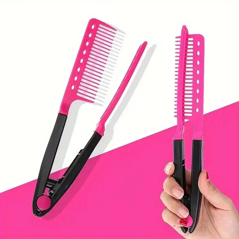 1Pcs Adult V-clip Style Hair Comb Hairdressing Tool Household Hair Styling Straightening Comb Hair Styling Artifact