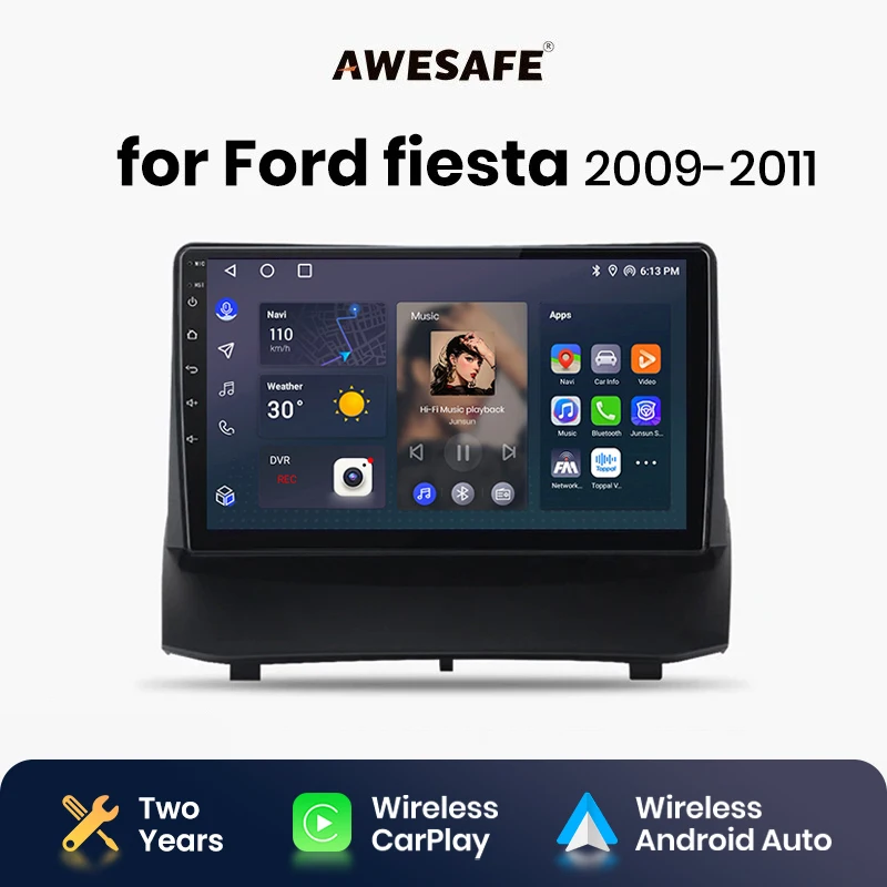 AWESAFE Wireless CarPlay Android Auto Radio for Ford Fiesta 2009 2010 2011 2012 2013  GPS 2din autoradio