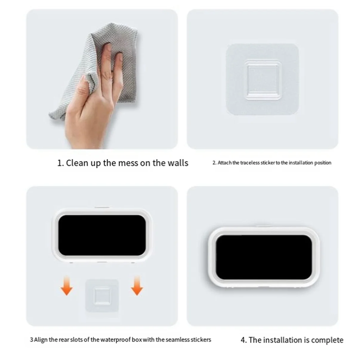 A003 Bathroom Rotatable Waterproof Mobile Phone Box Punch-Free Toilet Wall-Mounted Mobile Phone Waterproof Bracket White